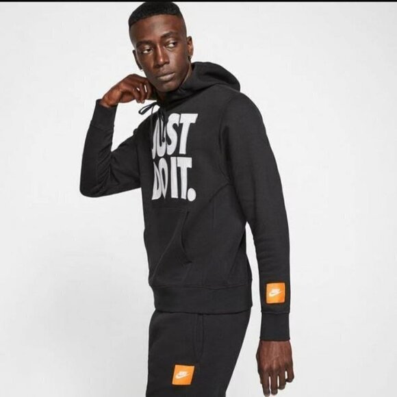 Nike Just Do It SpellOut Black Hoodie Handmade Crop Size XL - Picture 8 of 8